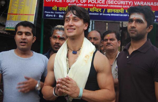 TIGER SHROFF outside the main gate of the Kashi Vishwanath temple in Varanasi