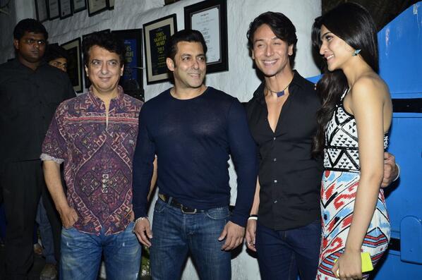 TIGERS HROFF, Kriti Sanon, Salman Khan and Sajid Nadiadwala at the Heropanti success bash