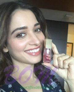 Tamannaah Bhatia selfie with a lip oil