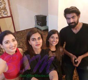 Tamannah Bhatia selfie with Rana Daggubati and team
