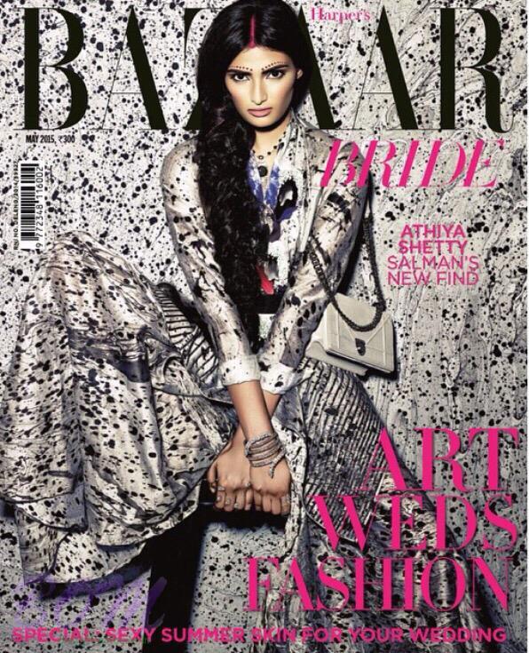 The Hero movie actress Athiya Shetty on the cover page on Harper's Bazaar Magazine Cover Page