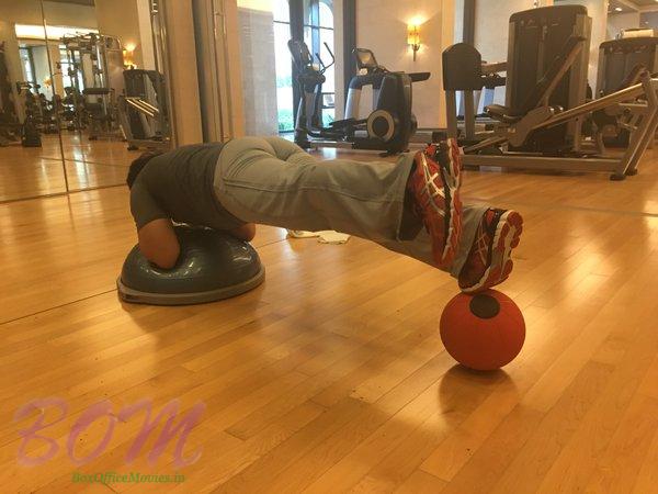 Uday Chopra doing a Plank Off Challenge by Sunny Leone