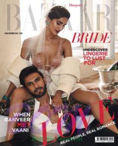Vaani Kapoor cover girl Oct 2016 with Ranveer Singh for Bazaar Bride India
