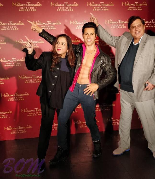 Varun Dhawan parents cool moment in Madame Tussauds Hong Kong with Varuns's wax statue