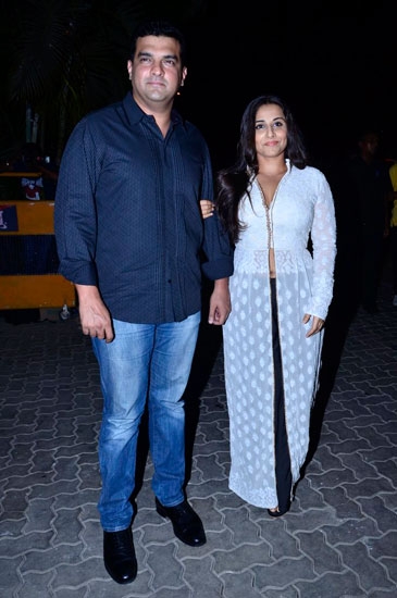 Vidya Balan with the director of Bobby Jasoos at the trailer launch.