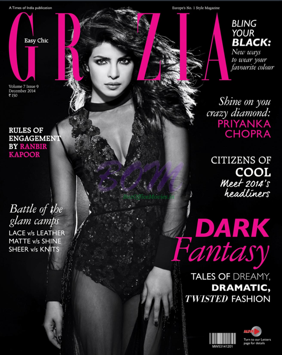 stunning Priyanka Chopra on Grazia Magazine cover page for 9 December 2014 issue