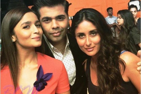 Cute picture of Alia Bhatt and Kareena Kapoor with Karan Johar