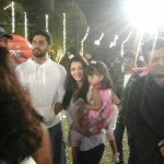 Aishwarya, Abhishek, Aaradhya, and Sanjay Gupta at Dalai's birthday party