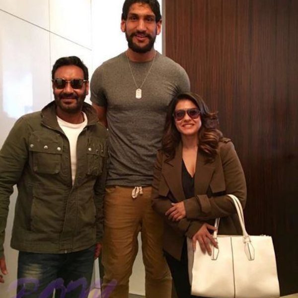 Ajay Devgn and Kajol with famous basketball player Satnam Singh Bhamara