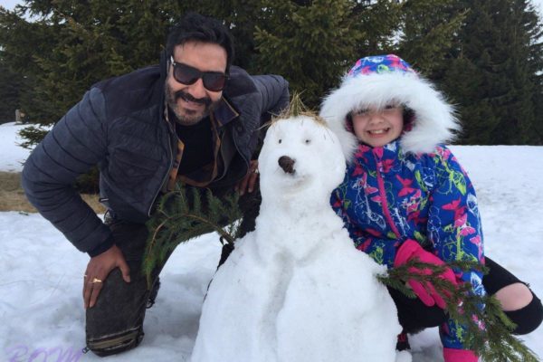 Ajay Devgn snow man pic from a shoot break of Shivaay