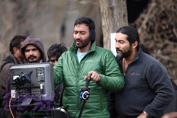 Ajay Devgn checks out the monitor while filming Shivaay in Bulgaria