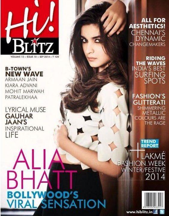 Alia bhatt on the Cover of 'HI! Blitz' Magazine September 2014 issue ...