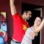 Ameesha Patel learning western dance steps from Sandip Soparrkar