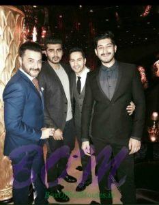 Arjun Kapoor with uncle Sanjay Kapoor and friend Varun Dhawan on Christmas 2016