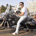 Dashing actor Jimmy Sheirgill during a bike rally to promote his film Fugly at Worli in Mumbai