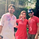 Dia Mirza celebrating Holi 2015. It's her first Holi after marriage recently.