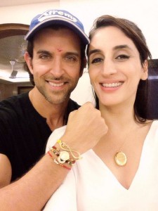 Farah Khan shared this pictures with words With my younger brother Hrithik Roshan . Love you Duggu.