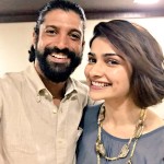 Farhan Akhtar selfie with Prachi Desai for her wrap on Rock On 2