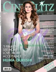 Huma Qureshi on the cover page of Cine Blitz magazine January 2015 Issue
