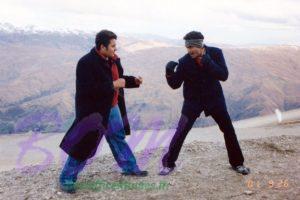 Jackky Bhagnani‏ learning some karate tips from Arjun Rampal