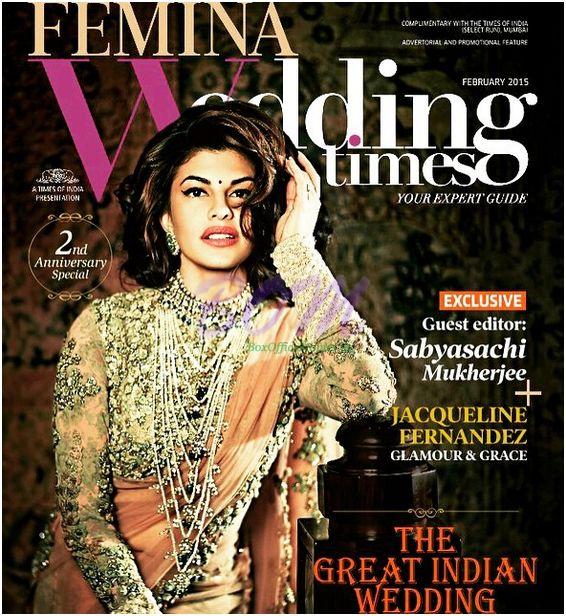 Jacqueline Fernandez on Femina Wedding Times Cover for Feb 2015 Issue