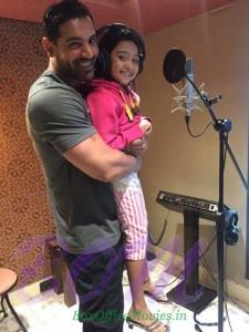 John Abraham dubbing with new Kid Divya