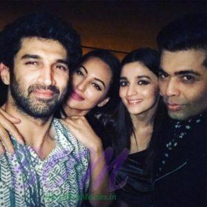 Karan Johar with Aditya Roy Kapur, Sonakshi Sinha and Alia Bhatt