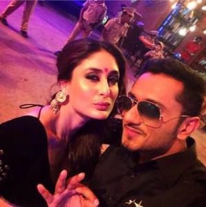 Kareena Kapoor with Yo Yo Honey Singh shooting a song for Singham Returns movie