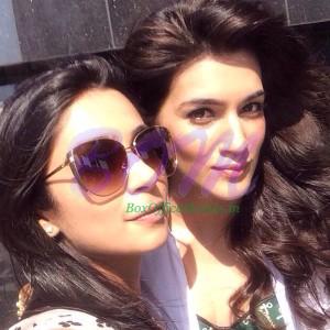 Kriti Sanon with Sonaakshi Raaj after preparing for filmfare shoot