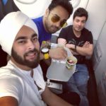 Manjot, Varun and Pulkit chilling in the plane