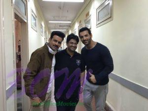 Manoj Bajpayee and John Abraham with Milap Zaveri for untitled movie