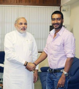 Narendra Modi with Ajay Devgn