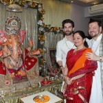 Neil Nitin Mukesh family with Ganapati Ji statue at home