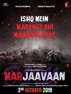 Riteish Deshmukh, Sidharth Malhotra and Tara Sutaria starrer Marjaavaan movie teaser poster