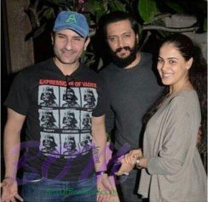 Saif Ali Khan with Riteish Deshmukh and Janelia Deshmukh