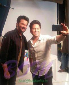 Sachin Tendulkar taking a selfie with Anil Kapoor