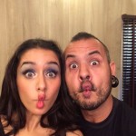 Shraddha Kapoor makes a pout face with make-up artist Daniel Bauer while shooting for PETA.