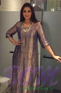 Sonali Bendre Behl ‏in a beautiful outfit by Anavila and neckpiece by Suhani Pittie