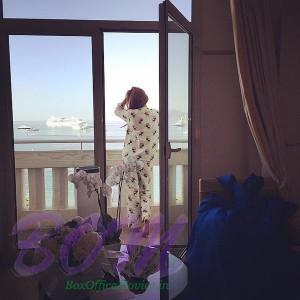 Sonam Kapoor ‏morning picture at Cannes film festival 2015, 17 May