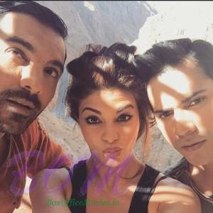 Star selfie of John, Varun and Jacqueline Fernandez