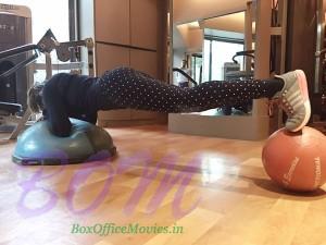 Sunny Leone doing a tough Plank Exercise