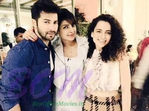 Varun Dhawan, Priyanka Chopra and Kangana Ranut picture together