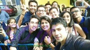 Varun Dhawan with fans on the set of Dilwale in Bulgaria