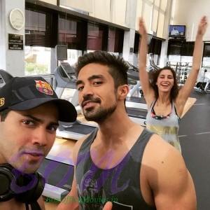 Varun Dhawan with Saqib Saleem also Nargis Fakhri for Dishoom