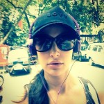 kool Nargis Fakhri enjoying music on the go